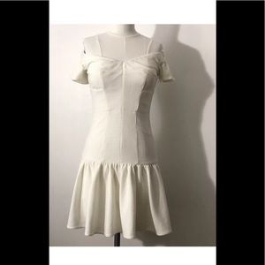 REBECCA TAYLOR WHITE OFF-SHOULDER Short S DRESS 0
